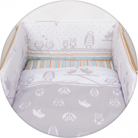 Комплект в кроватку Layette Ceba Baby Owls Grey,120x60