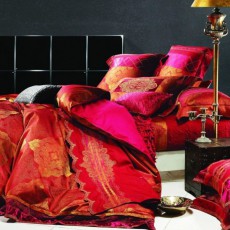 Постельное белье с рисунком Фамилье TJ-BEZ-05 Красный 2-х спальный
