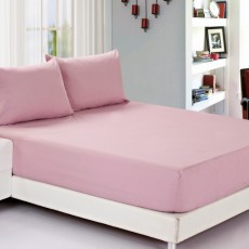 Постельная простынь на резинке C (Розовый), 1 спальный 90 200
