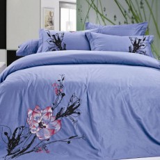 Постельное белье с вышивкой Фамилье ES-12 Синий 1.5 спальный