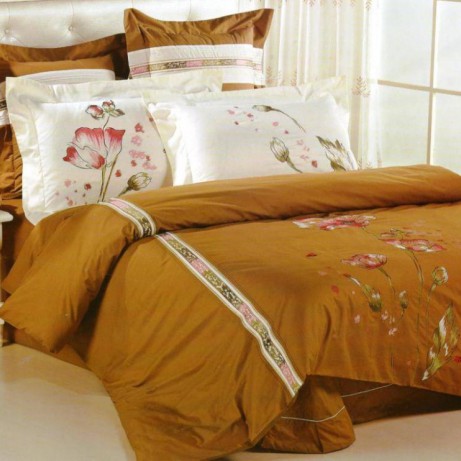 Постельное белье с вышивкой Сайлид D-118 Бежевый, 2-х спальный