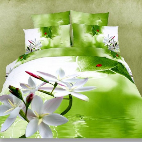 Постельное белье сатин люкс Фамилье RS-52 Зеленый, 2-х спальный 4 наволочки