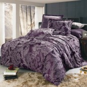 Постельное белье сатин-жаккард Вальтери JC-03 (Фиолетовый), 2-х спальный