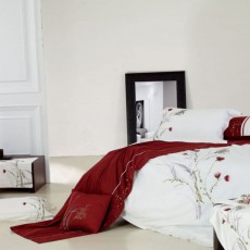 Постельное белье с вышивкой Фамилье ES-06 Красный 1.5 спальный