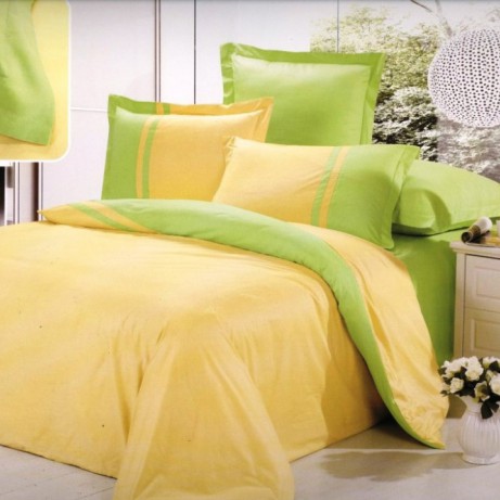 Постельное белье сатин однотонный Вальтери OD-27 Желто-Зеленый, 2-х спальный