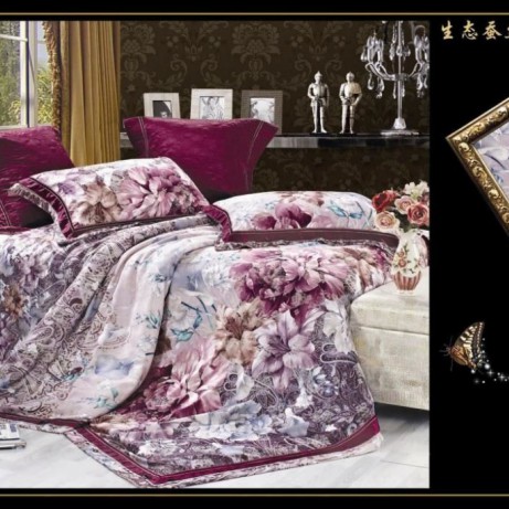 Постельное белье с вышивкой Сайлид D-149 Фиолетовый, 2-х спальный