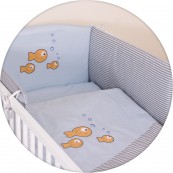 Постельное для новорожденных Ceba Baby Fishies (Blue-Grey), с вышивкой