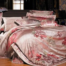 Постельное белье с рисунком Фамилье TJ-BEZ-02 Розовый 2-х спальный